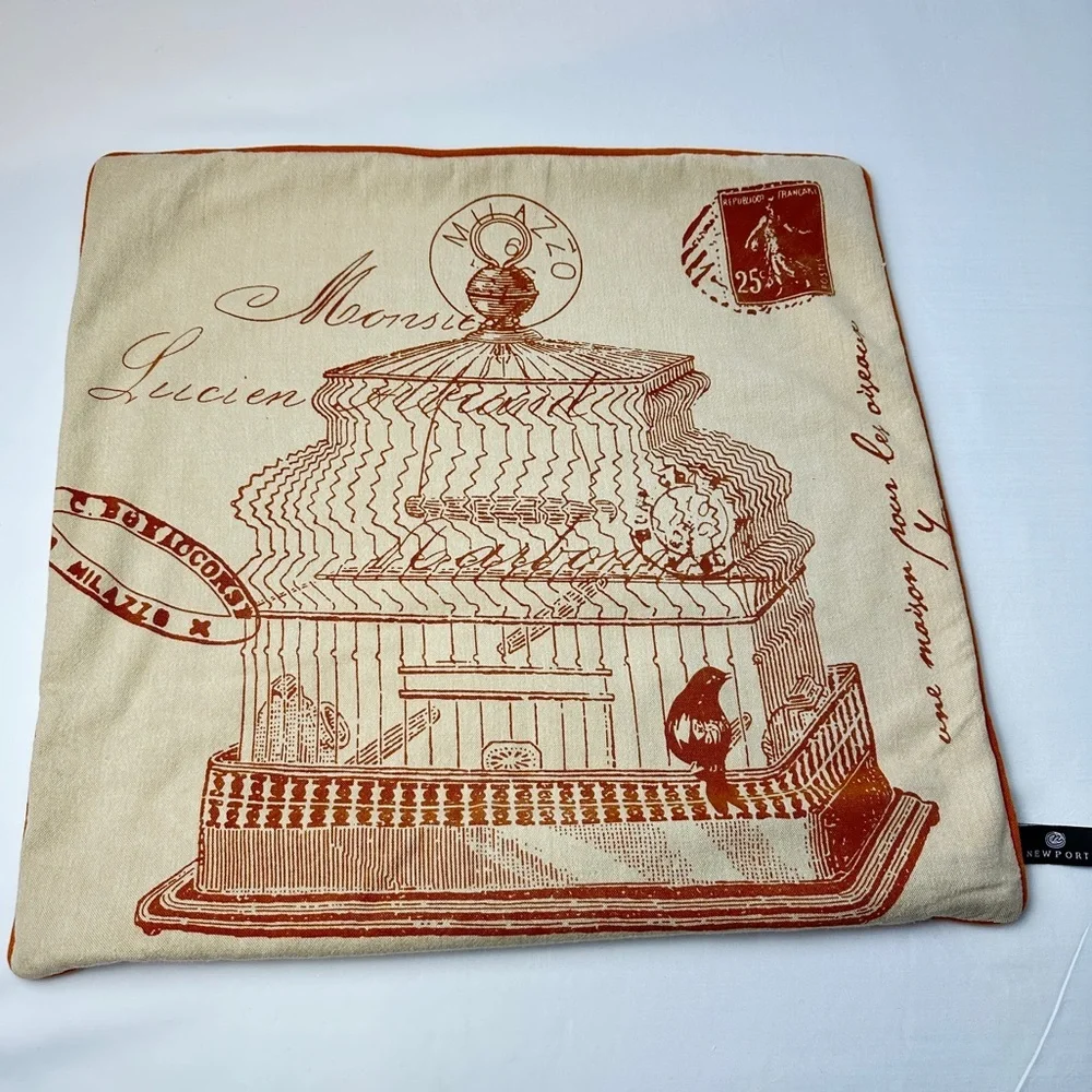 Pair of Newport Birdcage Print Accent Pillow Covers with Piping‎ - 20x20